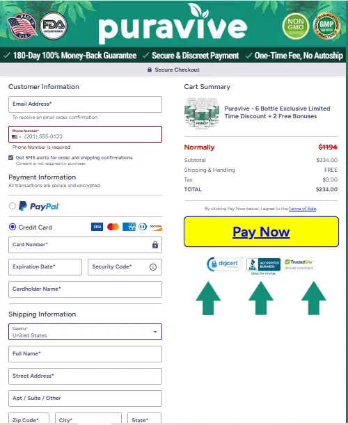 secure checkout for puravive weight loss supplement